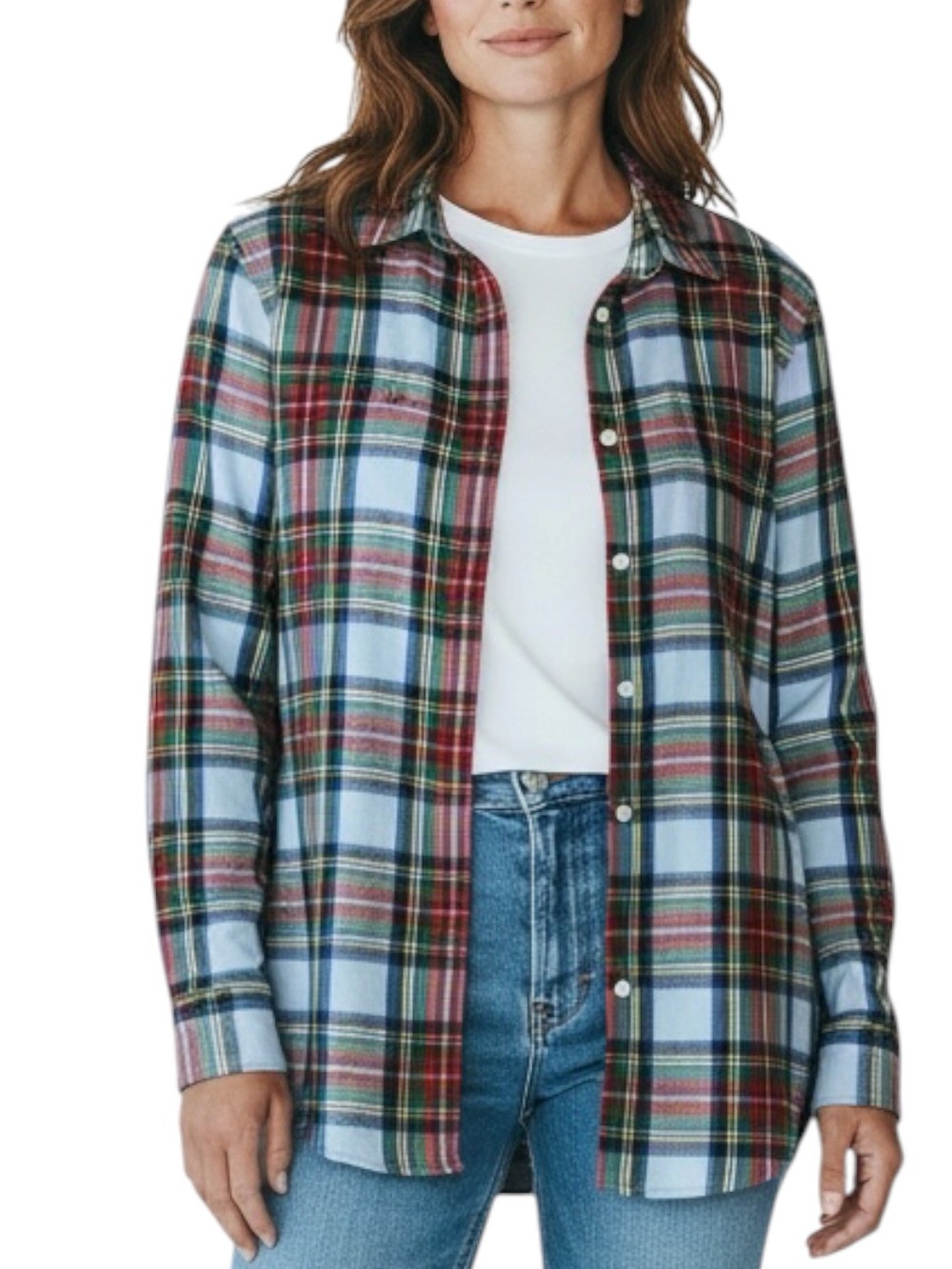 LANDS’ END Plaid Button-Up Shirt Jacket in Multi-Color Size 8 -- SUPER SOFT!!!
